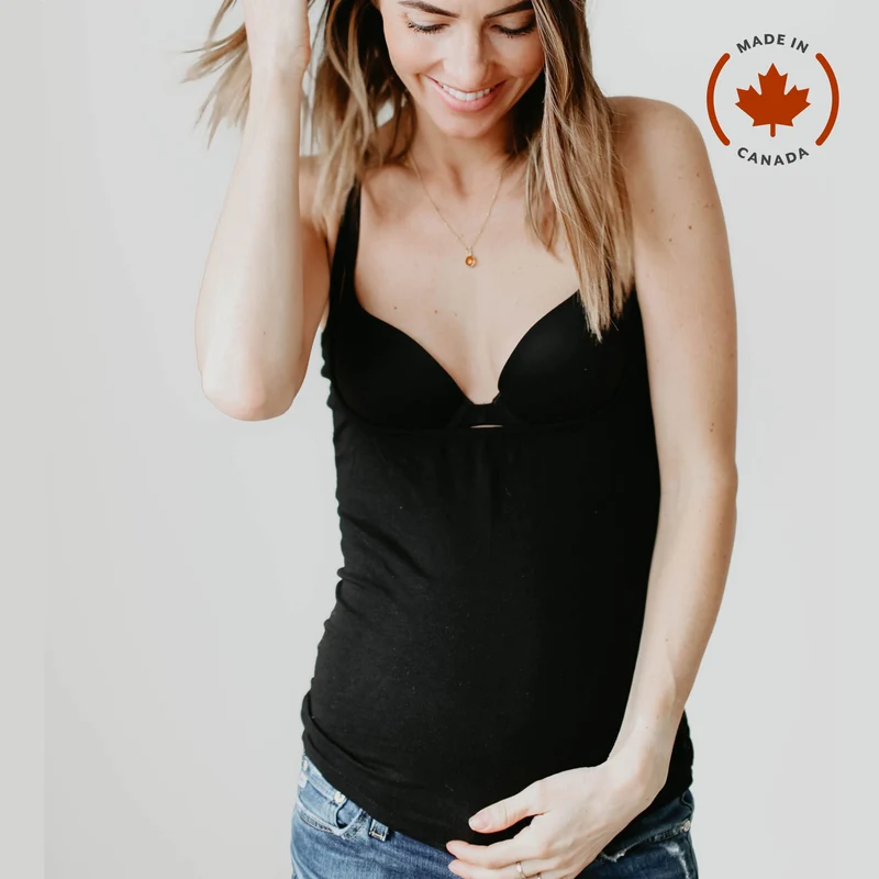 Midnight Black Nursing Tank Top- bamboo