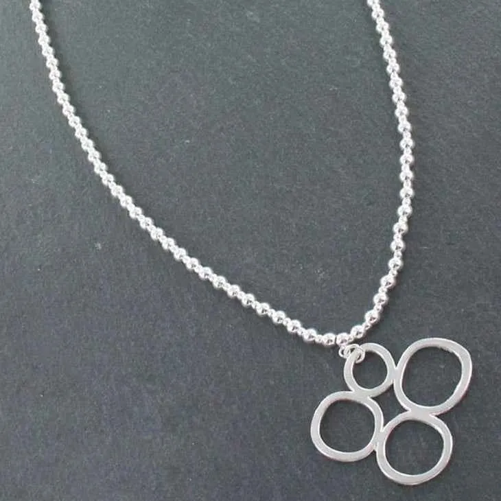 Silver Ball Necklace With Bubble Pendant In Silver Plate