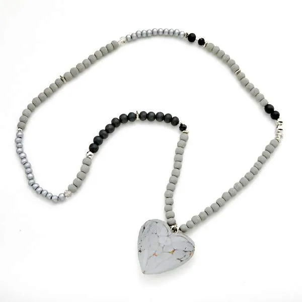 Chunky Wooden Heart Necklace
