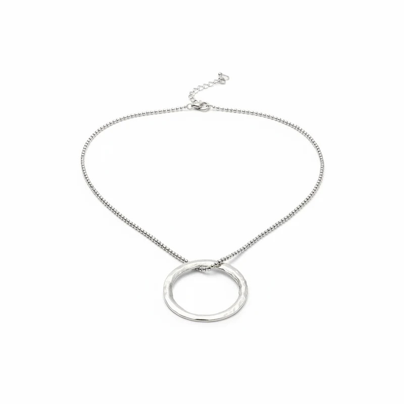 Open Ring Necklace In Silver Plate