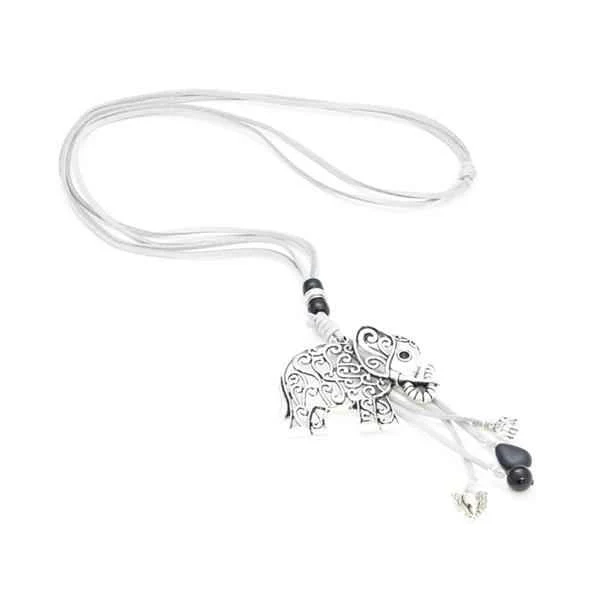Elephant Pendant On Grey Suede