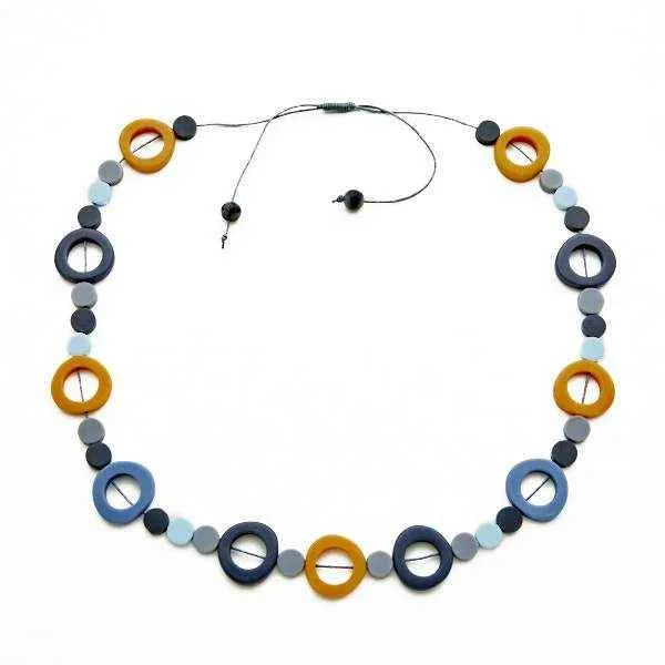 Long Resin Hoop and Disc Necklace