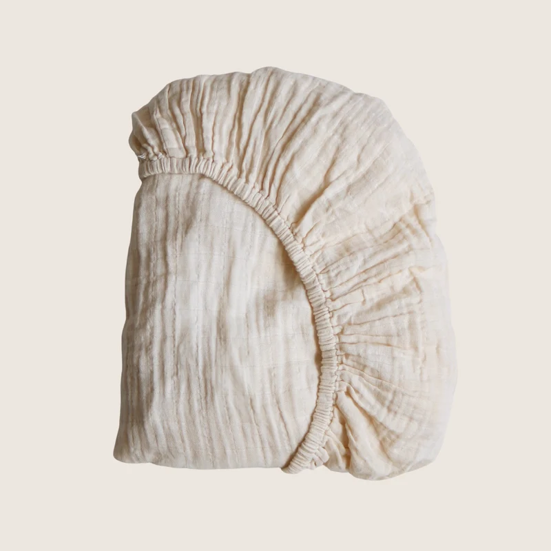 Organic Cotton Muslin Crib Fitted Sheets - Ivory