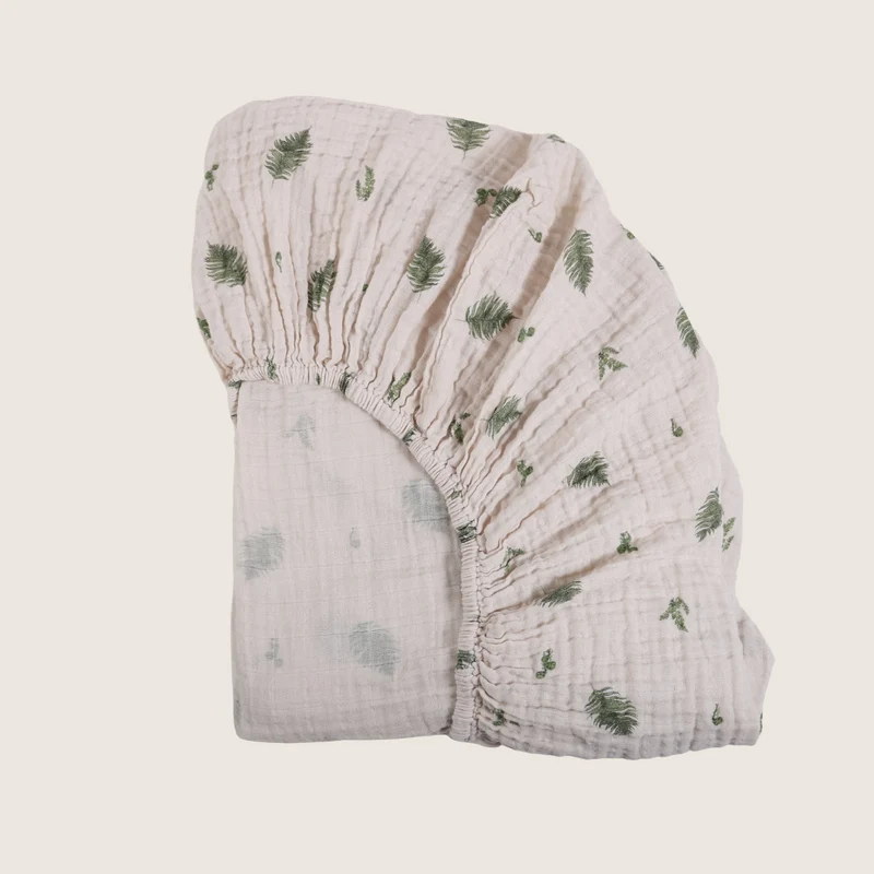 Organic Cotton Muslin Crib Fitted Sheets - Fern