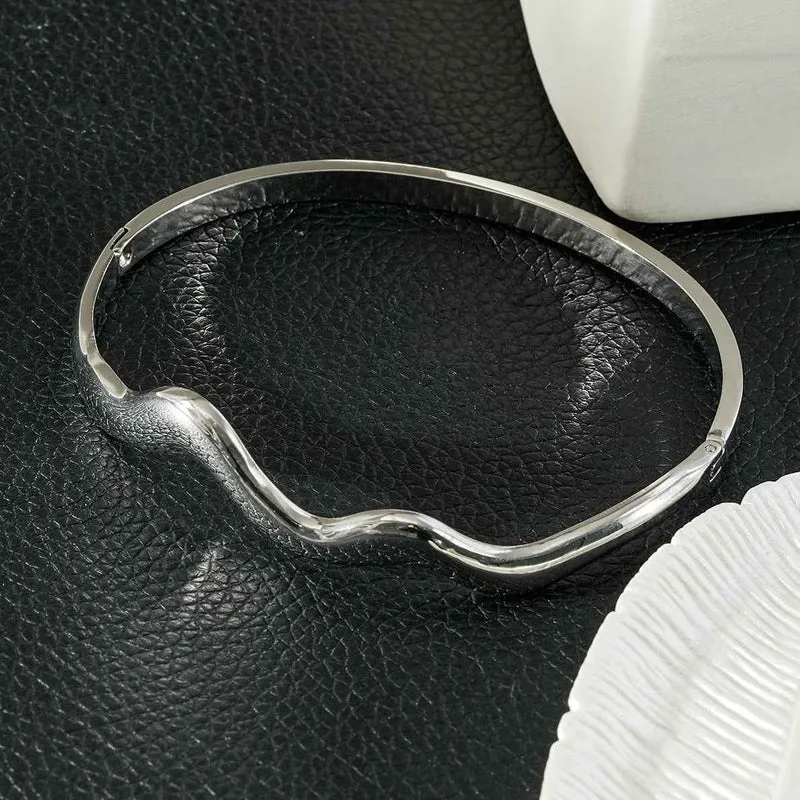 STEFANA Silver (White Gold): Sculptural Avant-Garde Abstract Bracelet