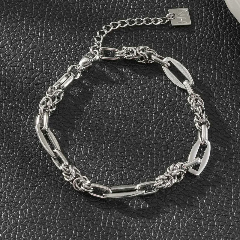 SORRENTO Silver (White Gold): Mixed Link Chain Bracelet