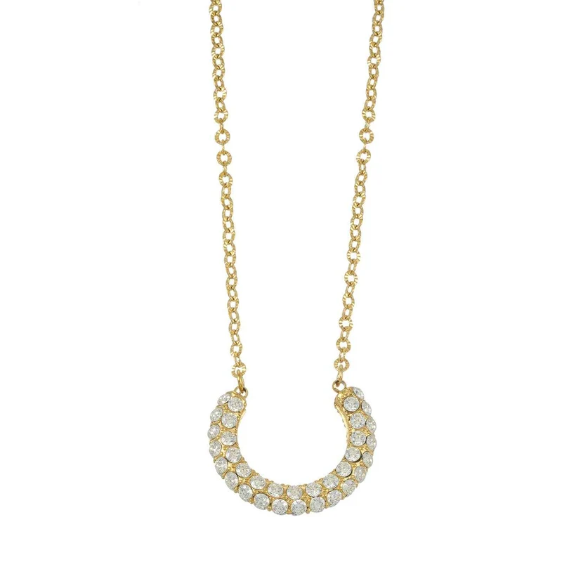ASHANTI Gold: Celeste Crescent Necklace – Pavé Sparkle Pendant