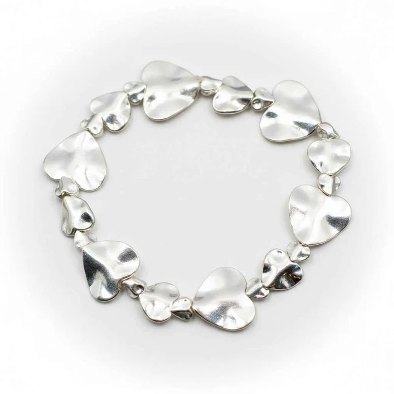 Beaten Heart Bracelet in Silver Plate
