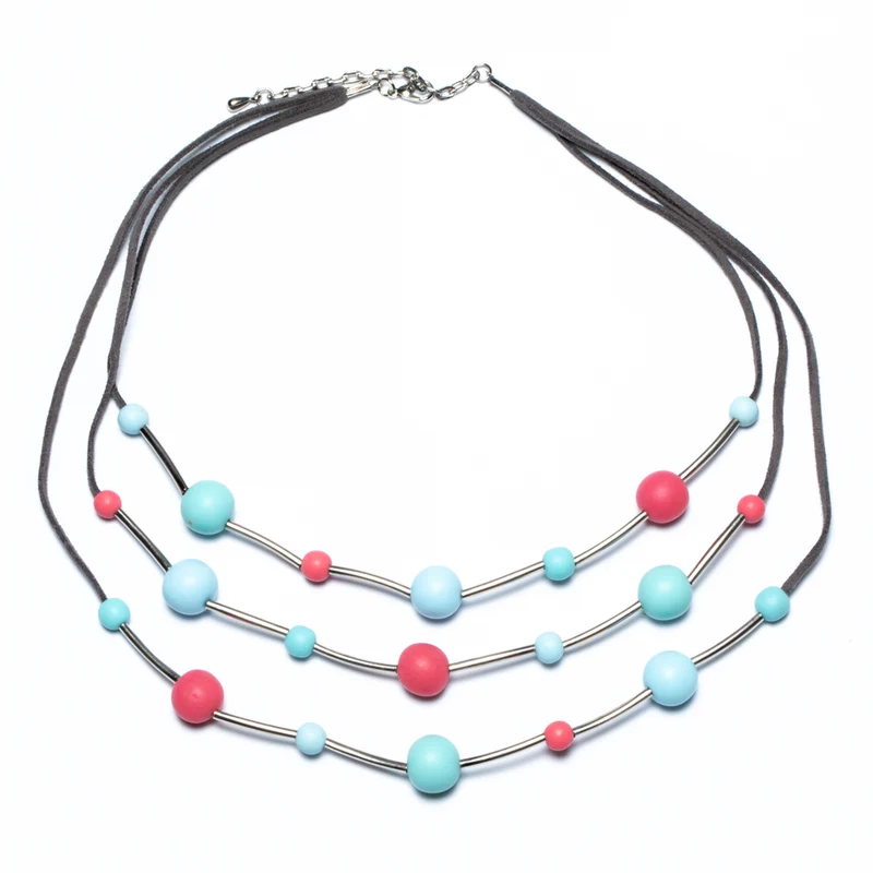 Triple Strand Resin Ball Necklace