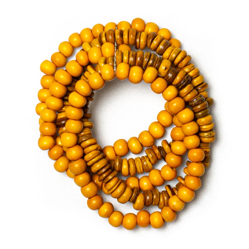 Chunky Wood & Coconut Bead Bracelet