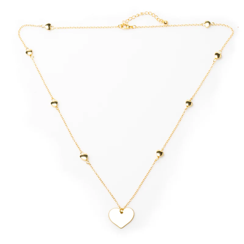 Heart On Heart Chain Necklace In Gold Plate