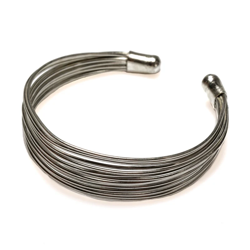 Multi Strand Wire Metal Cuff - Silver Colour