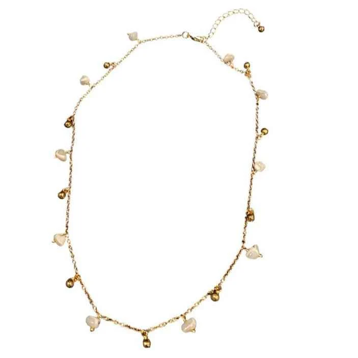 Mother Of Pearl & Droplet Necklace In Gold Plate