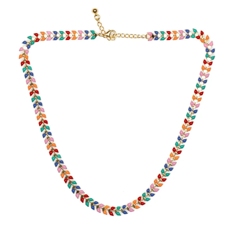 Multicolour Enamel Leaf Necklace