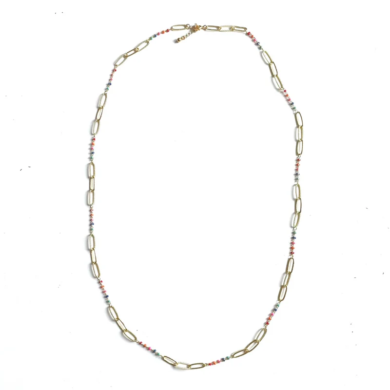 Long Chainlink Necklace with Enamel
