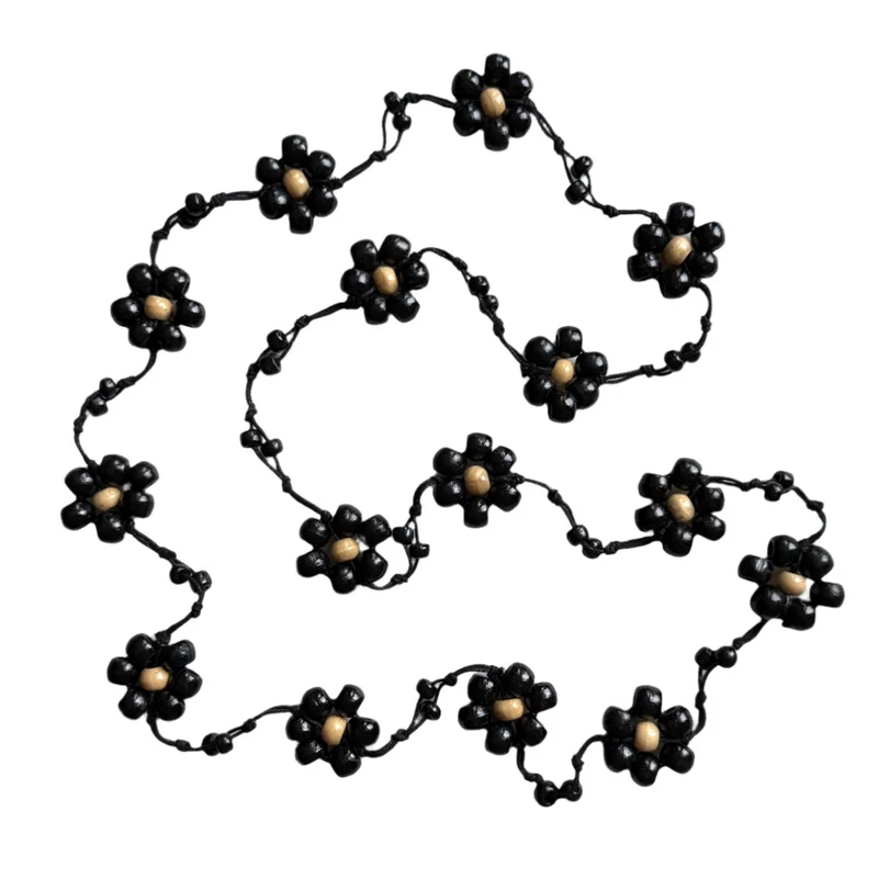 Wooden Ball Flower Necklace