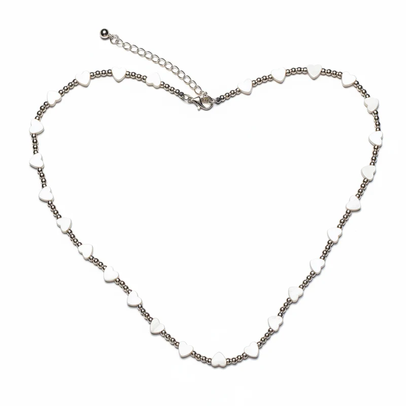 Short Heart Necklace In Silver Plate