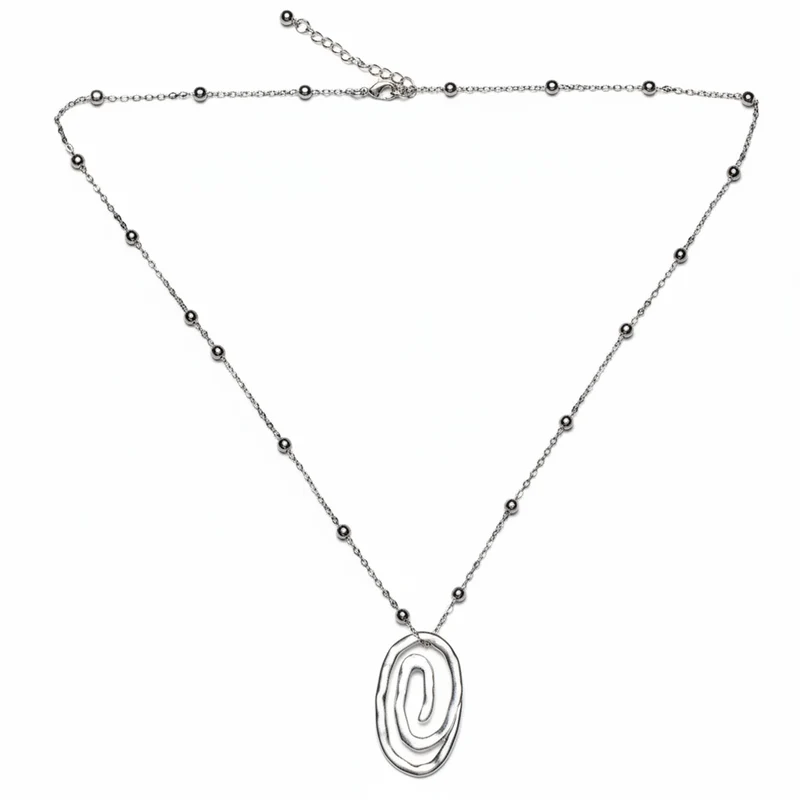 Swirl Pendant On Chain In Silver Plate