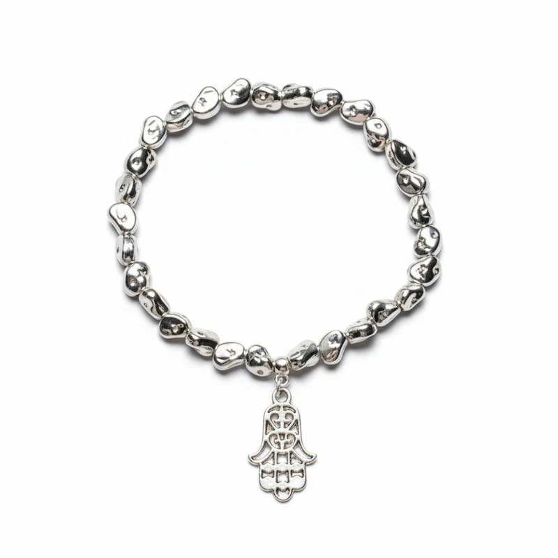 Hasma Charm Nugget Bracelet in Silver Plate