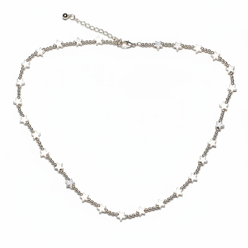 Short Star Necklace In Silver Plate
