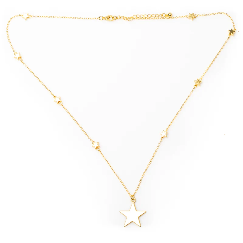 Star On Star Chain Necklace In Gold Plate