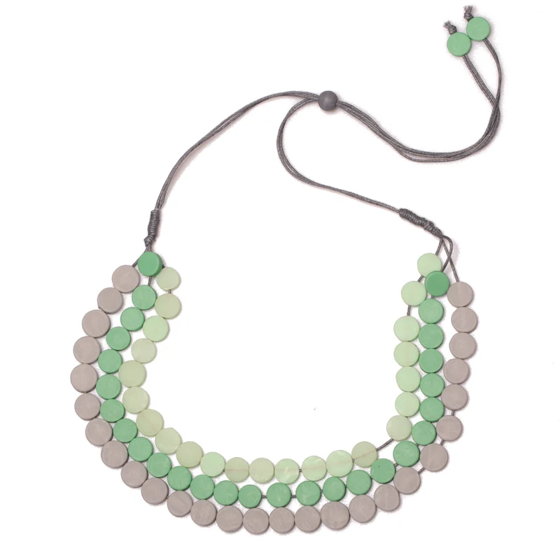 Triple Strand Resin Disc Necklace