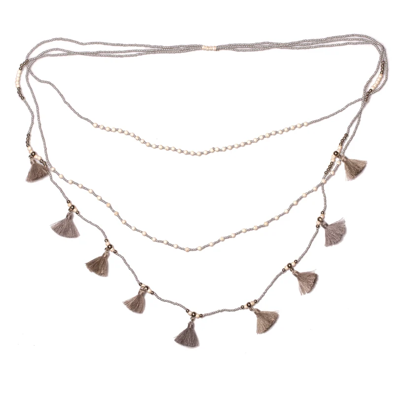 Triple Strand Tassel Necklace