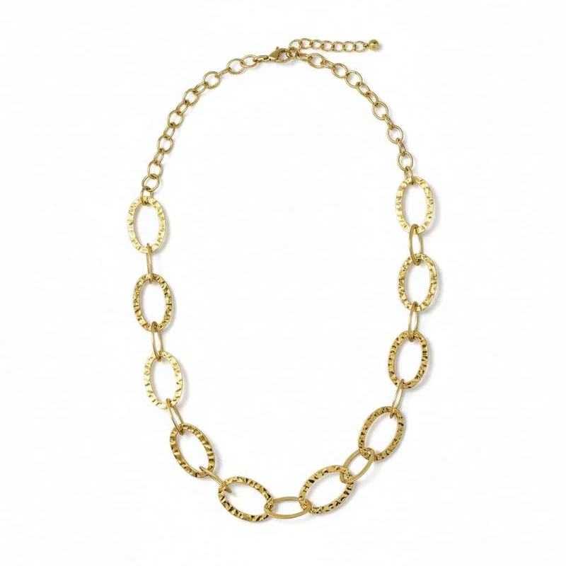Linked Oval Necklace - Gold Stainless Steel