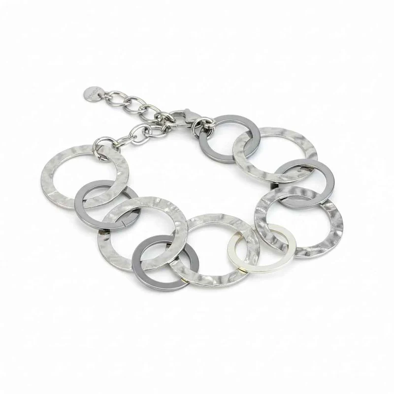 Linked Circle Bracelet - Grey Stainless Steel