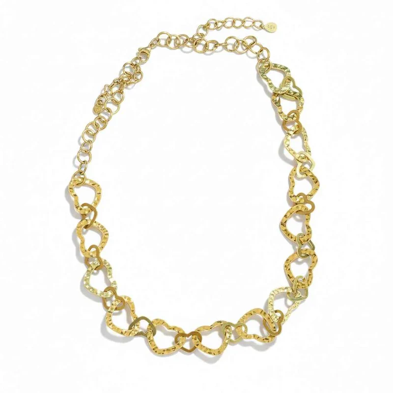 Linked Heart Necklace - Gold Stainless Steel