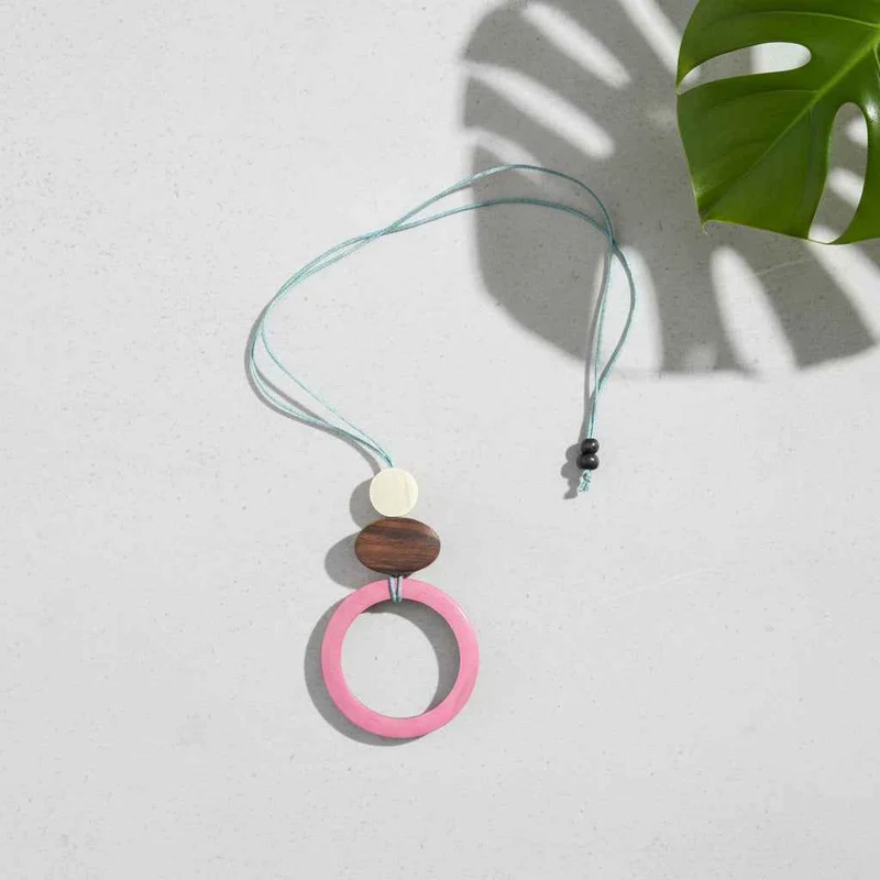 Wooden Open Circle Pendant Necklace