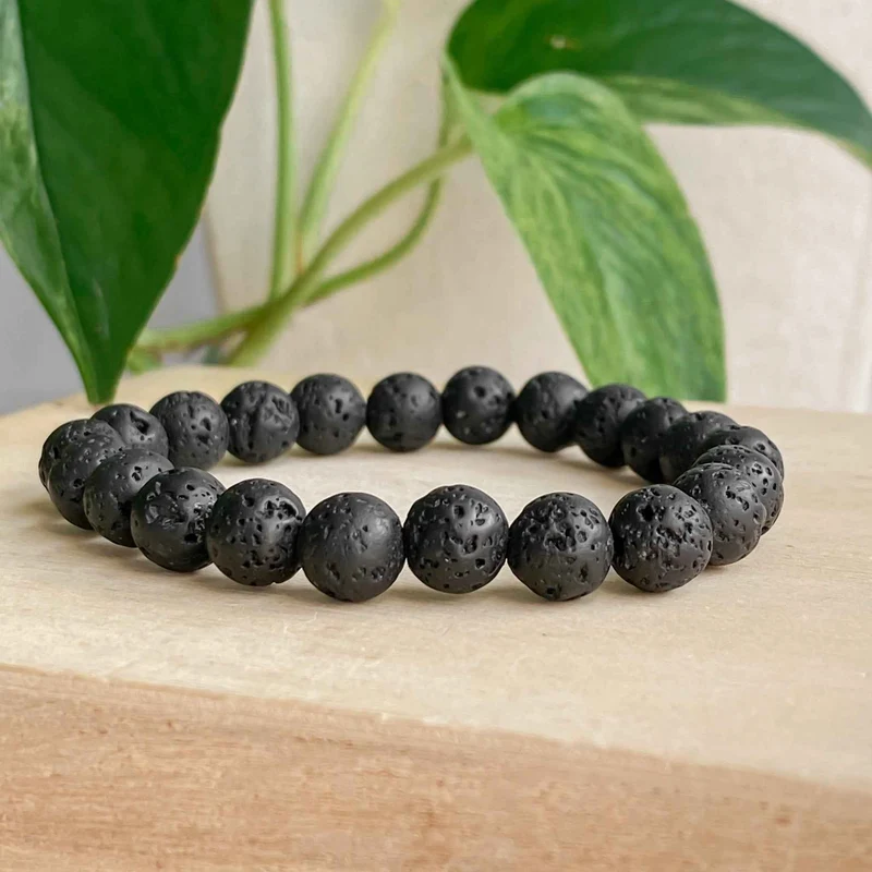 LAVE | Bracelet diffuseur en pierres de lave noire