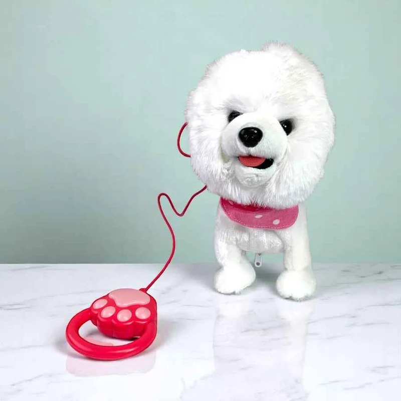 Large Interactive Electric White Walking Dog Plush Toy