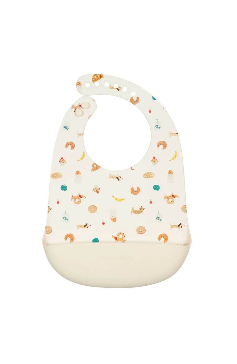 Silicone Bib Printed - French Breakfast