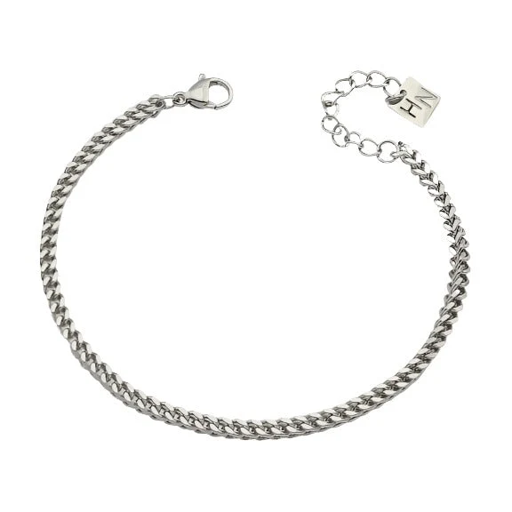 BILLIE Silver (White Gold): Cuban Link Chain Silver Bracelet