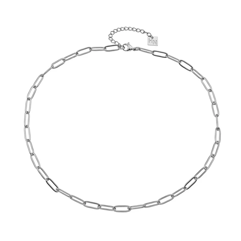 PALERMO Essential Paper-Clip Chain Link Silver Necklace