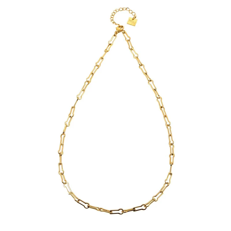 TIASA: Asymmetrical Paper Clip Gold Chain Necklace