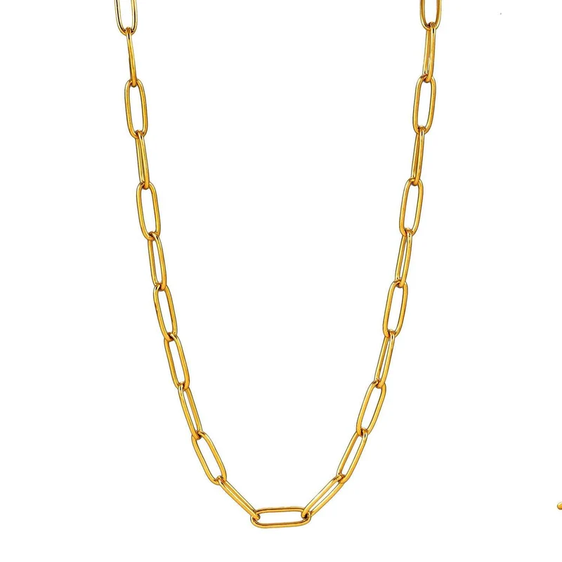 BARBICAN: Essential Gold Chain Link Paper-Clip Necklace - 22"